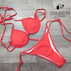 CharmLeaks Halter Underwire Tie Side Bikini Swimsuit Size M